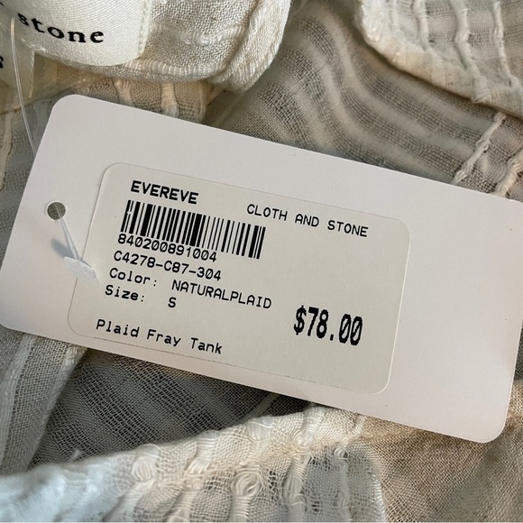 Cloth & Stone Button Plaid Fray Tank linen blend - Picture 7 of 8